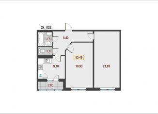 Продаю 2-комнатную квартиру, 63.2 м2, Кудрово, Европейский проспект, 18к2, ЖК Европейский