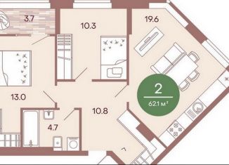 Продается 2-комнатная квартира, 61.9 м2, Пенза, жилой комплекс Норвуд, с5, Железнодорожный район