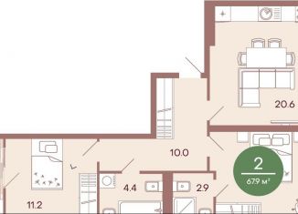 Продается двухкомнатная квартира, 67.9 м2, Пенза, жилой комплекс Норвуд, с4, Железнодорожный район