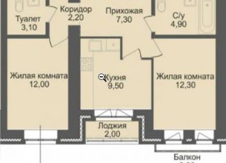 Продается двухкомнатная квартира, 52.6 м2, Новосибирск, улица Тюленина, 29, ЖК Онега