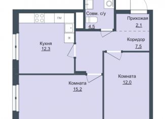 Продаю двухкомнатную квартиру, 53.4 м2, Ижевск, Октябрьский район