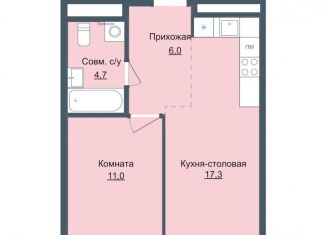 1-комнатная квартира на продажу, 39 м2, Ижевск, ЖК Истории