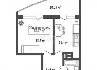 Продается 1-комнатная квартира, 40 м2, Новосибирск, Вилюйская улица, 5, ЖК Ваш выбор
