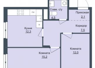 Продам 2-комнатную квартиру, 53.6 м2, Ижевск, Октябрьский район