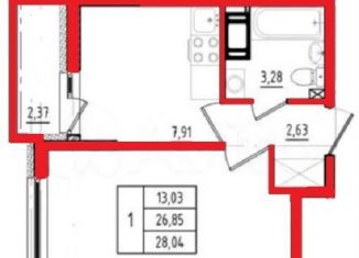 Продаю 1-ком. квартиру, 26.6 м2, Мурино, ЖК Мой Мир, Воронцовский бульвар, 21к2