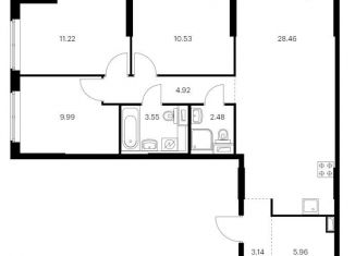 Продажа трехкомнатной квартиры, 80 м2, городской посёлок Янино-1, ЖК Янила Драйв, улица Тюльпанов, 2