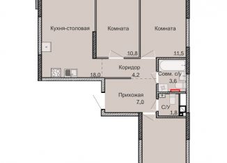 Продам трехкомнатную квартиру, 70.2 м2, Ижевск