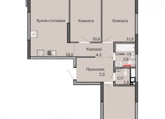 Продается трехкомнатная квартира, 70.2 м2, Ижевск, Ленинский район