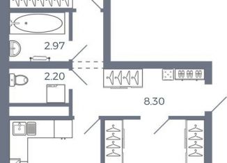 2-комнатная квартира на продажу, 61.8 м2, поселок Придорожный