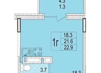 Продажа квартиры студии, 22.9 м2, Ростов-на-Дону, 2-й Атмосферный переулок, 4, Ворошиловский район