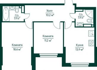 Продаю 2-комнатную квартиру, 61.2 м2, Самарская область