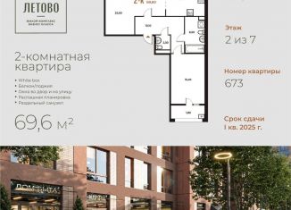 Продам двухкомнатную квартиру, 69.6 м2, поселение Сосенское