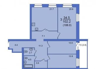 Продам четырехкомнатную квартиру, 106 м2, Вологодская область