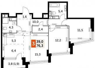 Продам трехкомнатную квартиру, 76.3 м2, Москва, ЮАО