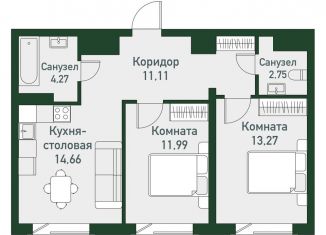 Продаю 2-ком. квартиру, 58.1 м2, Челябинская область