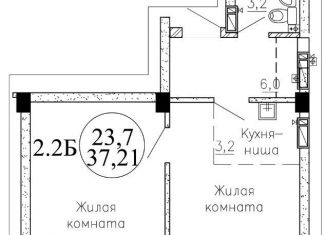 Двухкомнатная квартира на продажу, 37.2 м2, Новосибирск, Озёрная улица, ЖК Крымский