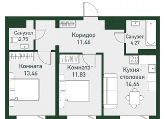 Продается двухкомнатная квартира, 58.4 м2, Челябинская область