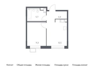 Продажа 1-комнатной квартиры, 34.1 м2, деревня Середнево, квартал № 23, 4-5