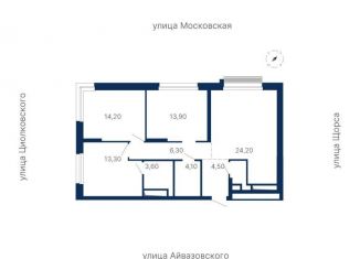 Трехкомнатная квартира на продажу, 85.8 м2, Екатеринбург, ЖК Парк Столиц, улица Айвазовского, 52