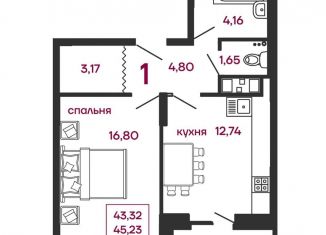 Продаю однокомнатную квартиру, 47.1 м2, Пенза, улица Измайлова, 41Б, Железнодорожный район