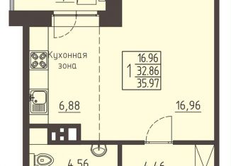 Однокомнатная квартира на продажу, 36 м2, Иркутск, ЖК Очаг, улица Рылеева