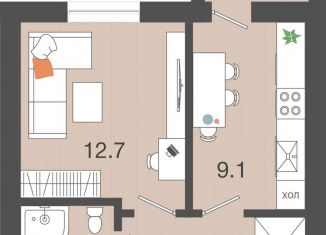 Продажа 1-комнатной квартиры, 31.3 м2, посёлок Голубево