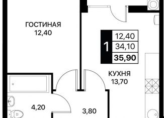 Продажа 1-ком. квартиры, 35.9 м2, Ростовская область