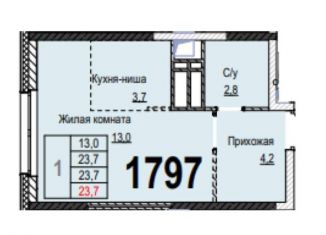 Квартира на продажу студия, 23.7 м2, рабочий посёлок Новоивановское, ЖК Инновация, бульвар Эйнштейна, 3