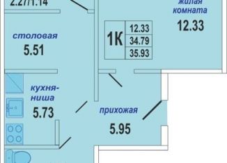 Продажа 1-комнатной квартиры, 36 м2, Новосибирск, Бронная улица, 2/6с, метро Студенческая