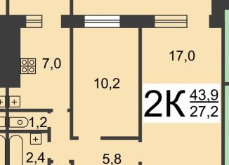 Сдается в аренду двухкомнатная квартира, 43.9 м2, Нижний Новгород, метро Комсомольская, улица Дьяконова, 5Б