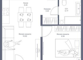 Продается 1-комнатная квартира, 35.4 м2, село Усады, жилой комплекс Дома у Сада, 2к2, ЖК Дома у сада