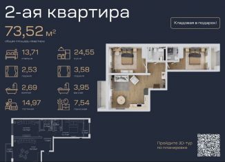 Продается двухкомнатная квартира, 73.5 м2, Махачкала, улица Али Алиева, 5