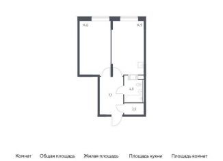 1-комнатная квартира на продажу, 43.2 м2, деревня Середнево, жилой комплекс Цветочные Поляны Экопарк, к2