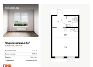 Продам квартиру студию, 24 м2, городской посёлок Янино-1, жилой комплекс Янинский Лес, 6