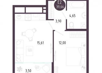 Однокомнатная квартира на продажу, 39.7 м2, Тульская область