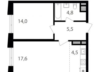 1-комнатная квартира на продажу, 46.4 м2, Москва, ВАО