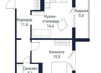 Продаю однокомнатную квартиру, 48.2 м2, Челябинская область, улица имени Ефрейтора Потехина, 4