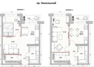 Продажа однокомнатной квартиры, 38.6 м2, Архангельск, улица Пахтусова, 9