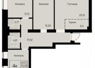 Продажа 4-комнатной квартиры, 93.2 м2, Красноярск