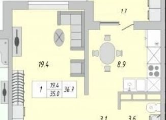 Продам 1-комнатную квартиру, 37 м2, Оренбург, ЖК Акварель