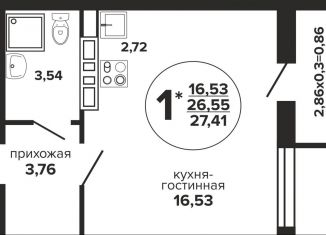 Продажа квартиры студии, 27.4 м2, Краснодар, Российская улица, 257/7лит1, Российская улица