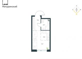 Продается квартира студия, 21.4 м2, Москва, метро Мичуринский проспект, жилой комплекс Левел Мичуринский, к7