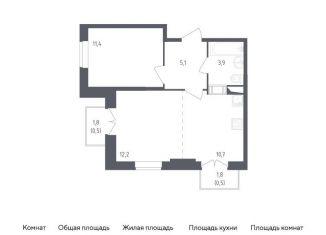 Продается 2-комнатная квартира, 44.3 м2, деревня Путилково, Просторная улица, 5к1