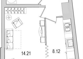 Однокомнатная квартира на продажу, 36.3 м2, Санкт-Петербург, улица Кустодиева, 5к1, метро Парнас