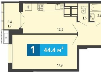 1-ком. квартира на продажу, 44.4 м2, село Засечное, Прибрежный бульвар, 5