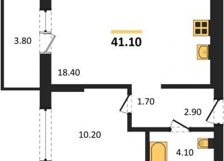 Продается 1-комнатная квартира, 41.1 м2, рабочий посёлок Краснообск