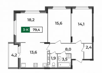 Продам трехкомнатную квартиру, 79.4 м2, Ковров, улица Зои Космодемьянской, 28/1