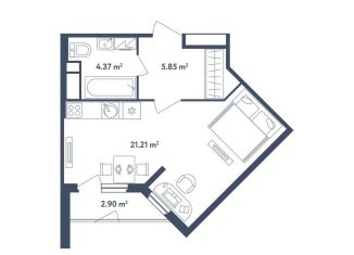 Продам квартиру студию, 32.9 м2, поселок Мещерино