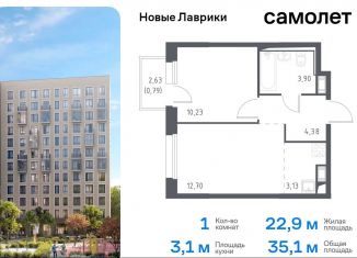 Продается 1-комнатная квартира, 35.1 м2, Мурино, жилой комплекс Новые Лаврики, 1.1