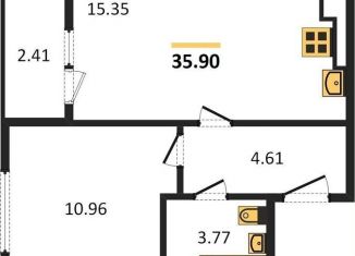 Продается 1-комнатная квартира, 35.9 м2, Калининград, Интернациональная улица, 18, ЖК Белый Сад